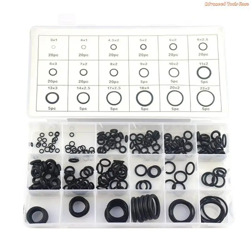 Black Rubber O Rings Assortment Set for Plumbing Garage Workshop Supplies for Car Faucet Pressure Plumbing Repair W91B