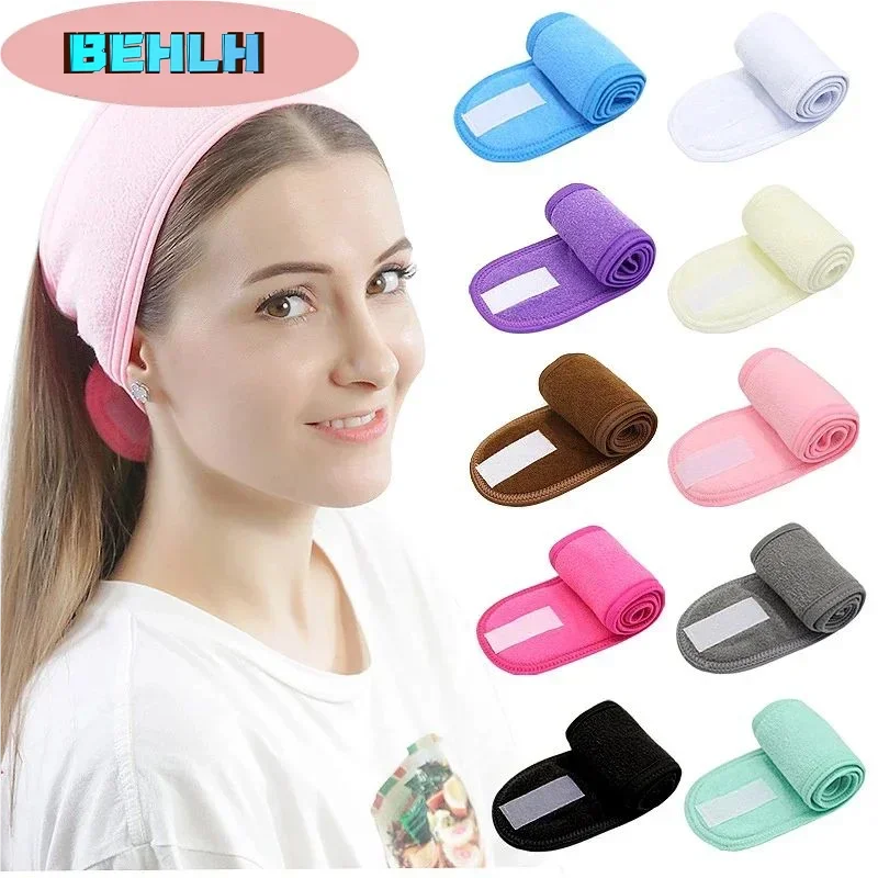 Toalha macia acessórios para o cabelo meninas headbands para lavagem do rosto banho maquiagem faixa de cabelo para mulheres ajustável spa facial bandana