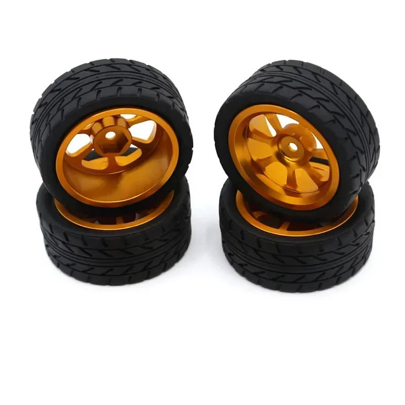 For Wltoys 144001 144002 124016 124017 124019 124018 RC automobile parts 65mm metal rim + high grip rubber tire