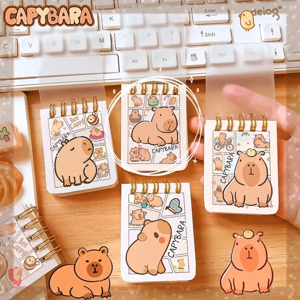 Kawaii Capybara Notebook Color Page Diary Small Notepad Portable Cute Mini Writing Pad Student