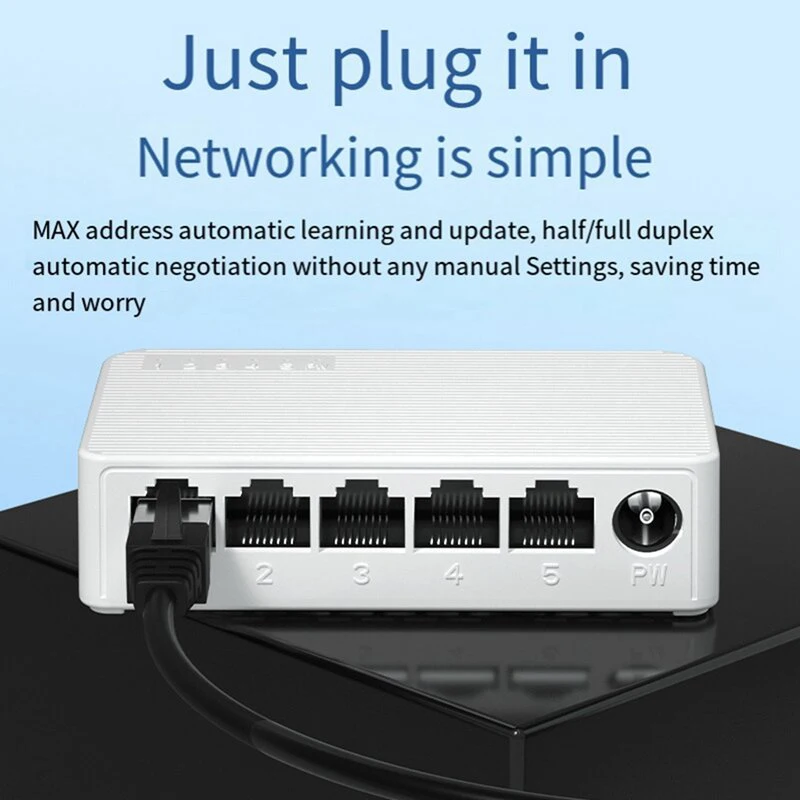 5 Ports Fast Switch Gigabit No POE Switch 1000Mbps Active Network Switch 12V for IP Camera,NVR,Surveillance,CCTV,POE Camera