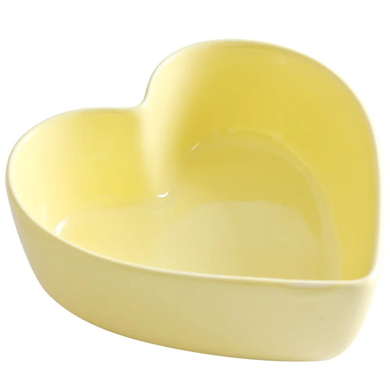 Heart Shaped Bowl Love Heart Ceramic Steamed Egg Bowl Candy Color Dessert Salad Plate 7 Inch Cake Fruit Plate Kitchen Tableware