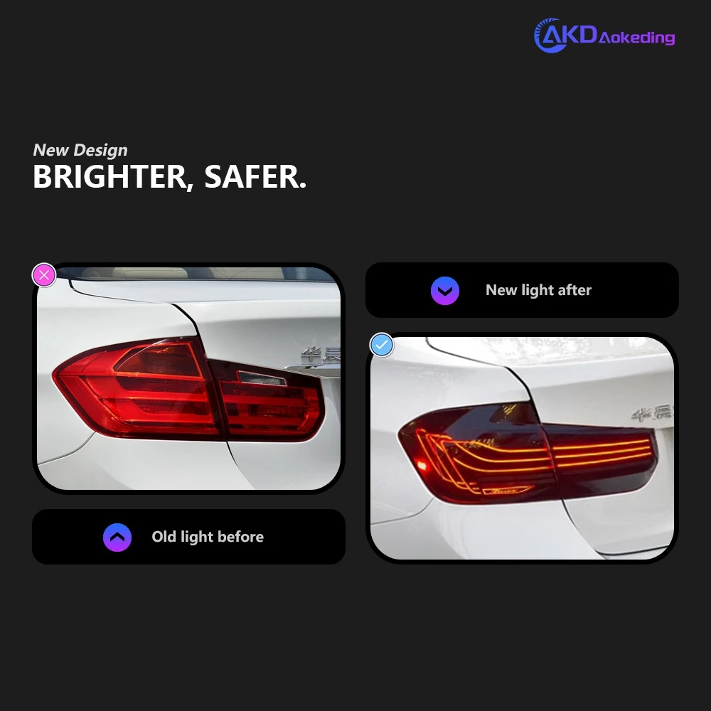 AKD Car Model for BMW F30 TailLights 2013-2018 F35 F80 3D Rear Lamp 318i 320i 325i 330i 335i LED Lighthouse Facelift