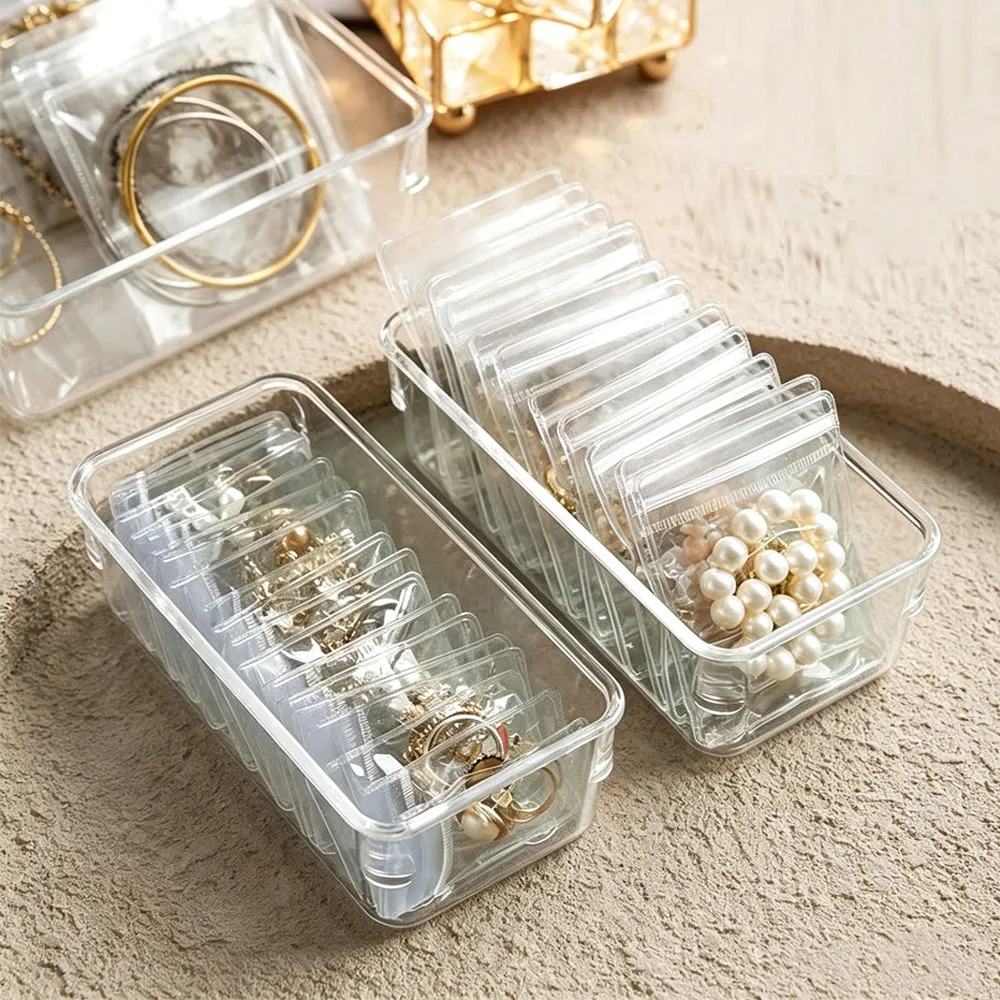 100 Stück kleine transparente PVC-Schmuckaufbewahrungsbeutel, kleine Zubehör- und Perlenverpackung, Anti-Oxidationsbeutel, selbstverschließende Plastiktüten – Detail 4