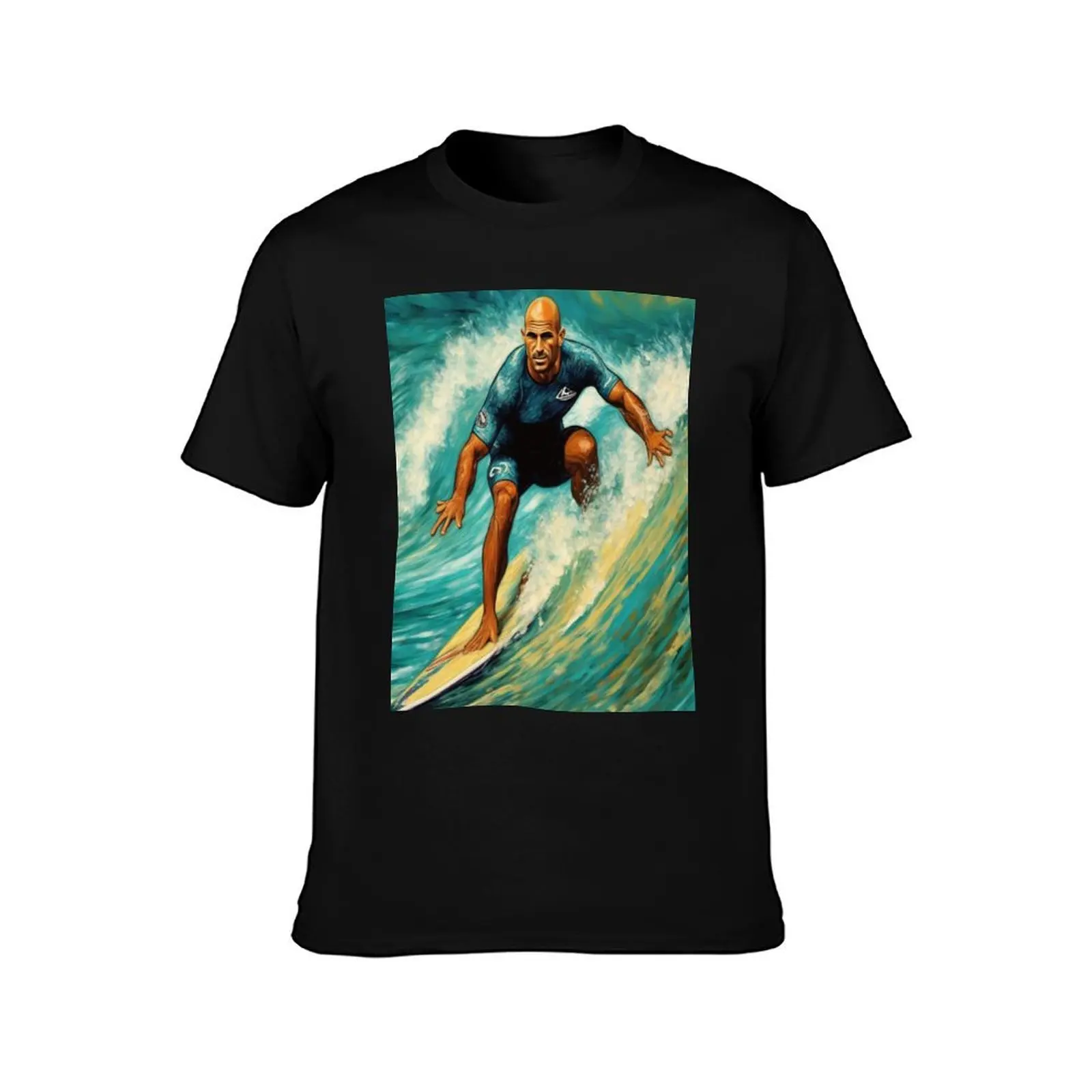 Mastery at Sea: Kelly Slater and the Spectacular Wave T-Shirt Comfortable Workout Short Sleeve Shirt