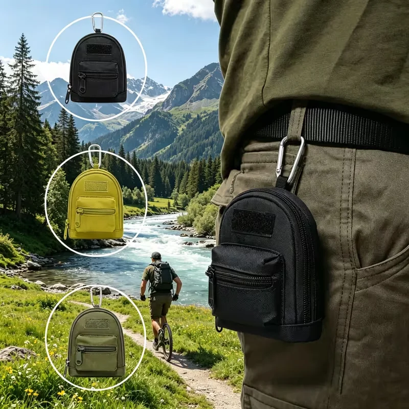 Outdoor tactical buckle-up small pocket, portable key for mountain climbing, small pocket bag, key storage bag, one set