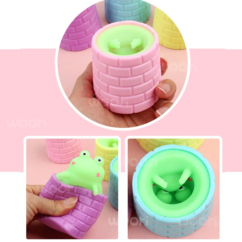 Squeeze Well Frog TPR Cup Anti Stress Pop up Funny Toys Joke Decompression Fidget Sensory Stress Reliefing Gift for Kids Adults