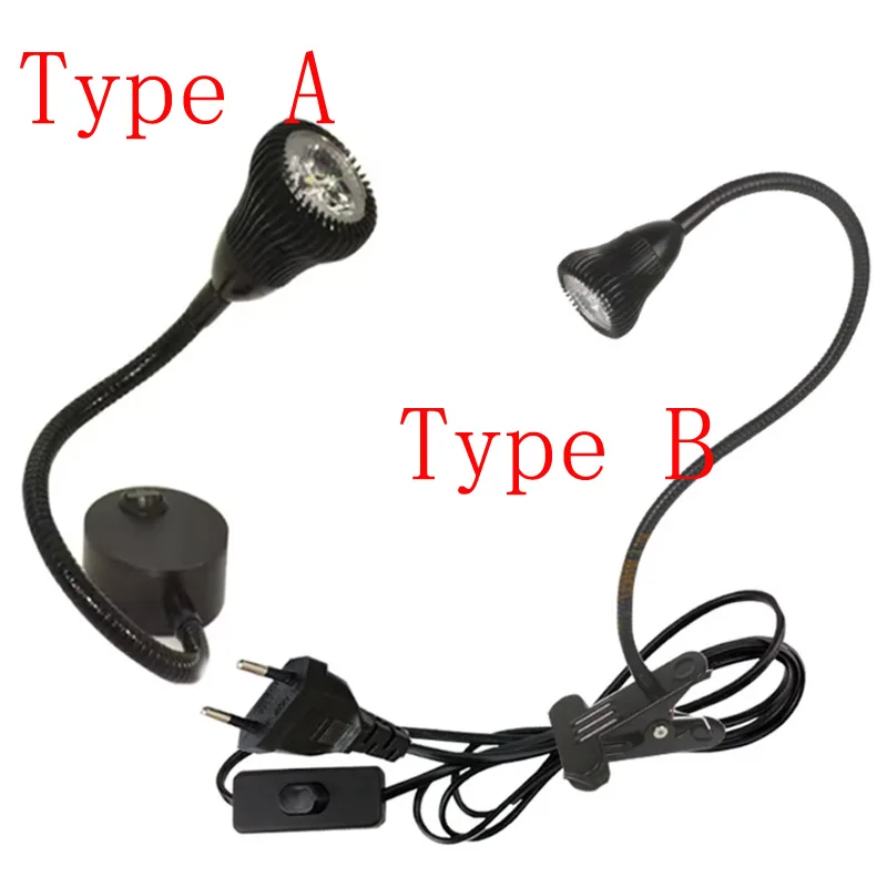 3W EU plug cable LED Hoses Wall Lamp Flexible Home Hotel Bedside Reading Light Moder Book Lights Aluminum with switch AC85-265V