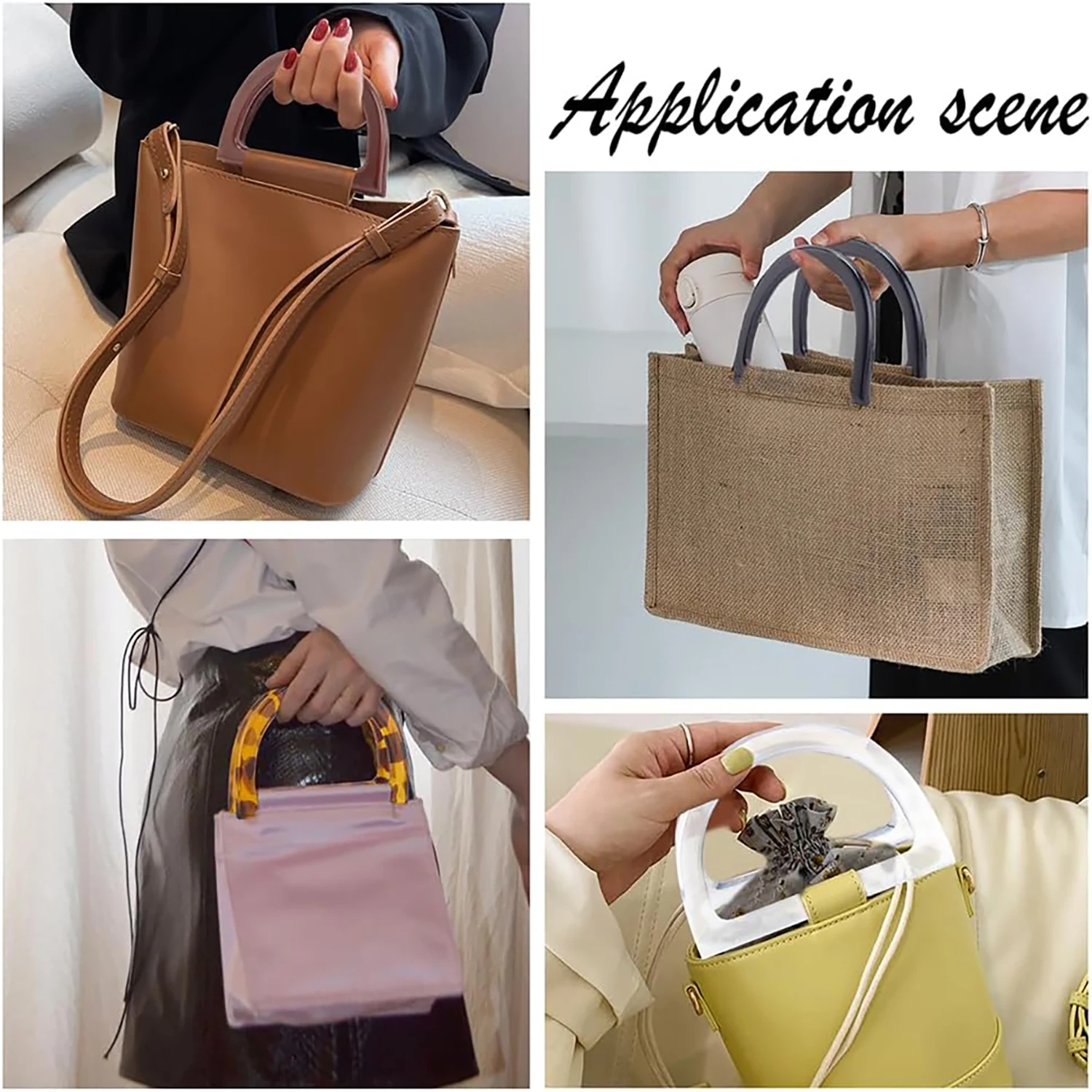 หูหิ้วกระเป๋าทรงตัว D จำนวน 2-8 ชิ้น สำหรับเปลี่ยนหูหิ้วกระเป๋าถือ ทำจากวัสดุสำหรับถักโครเชต์ กระเป๋าชายหาดฤดูร้อน กระเป๋าฟาง DIY อุปกรณ์เสริม