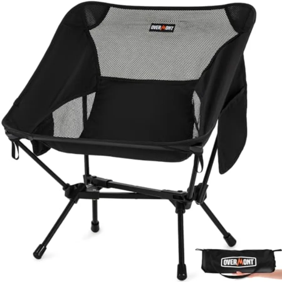 

Ultralight Portable Camping Chair- Lightweight Folding Backpacking Chair Support up to 330Lbs Compact Beach Chair for Adults wi