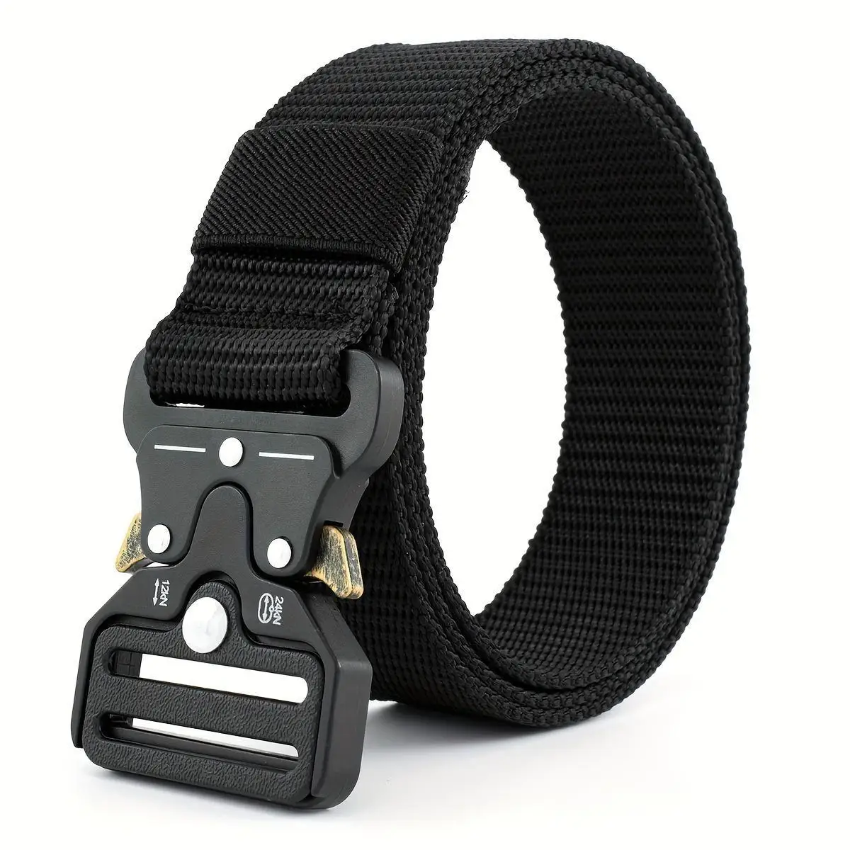 120cm Tactical Nylon Belt with Metal Buckle, Men's Training Accessory, Durable Waistband for Outdoor Activities, Essential Gear