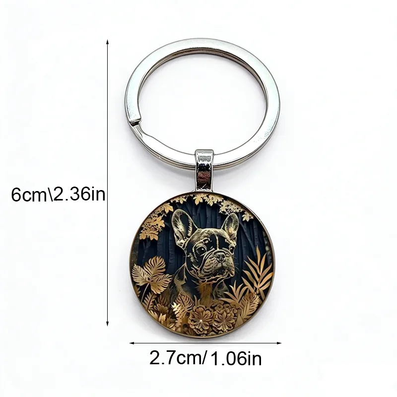 Vintage Classic Bulldog Zinc Alloy Keychain Neutral Universal Pendant
