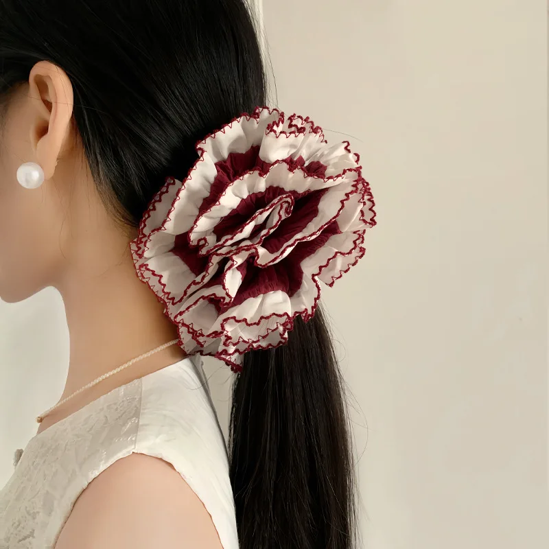 Women's New Scunchies Korean Style Lace Blue Large Intestine Hair Band Cute Headband High Ponytail Large Hair Band Headaccessory view 4