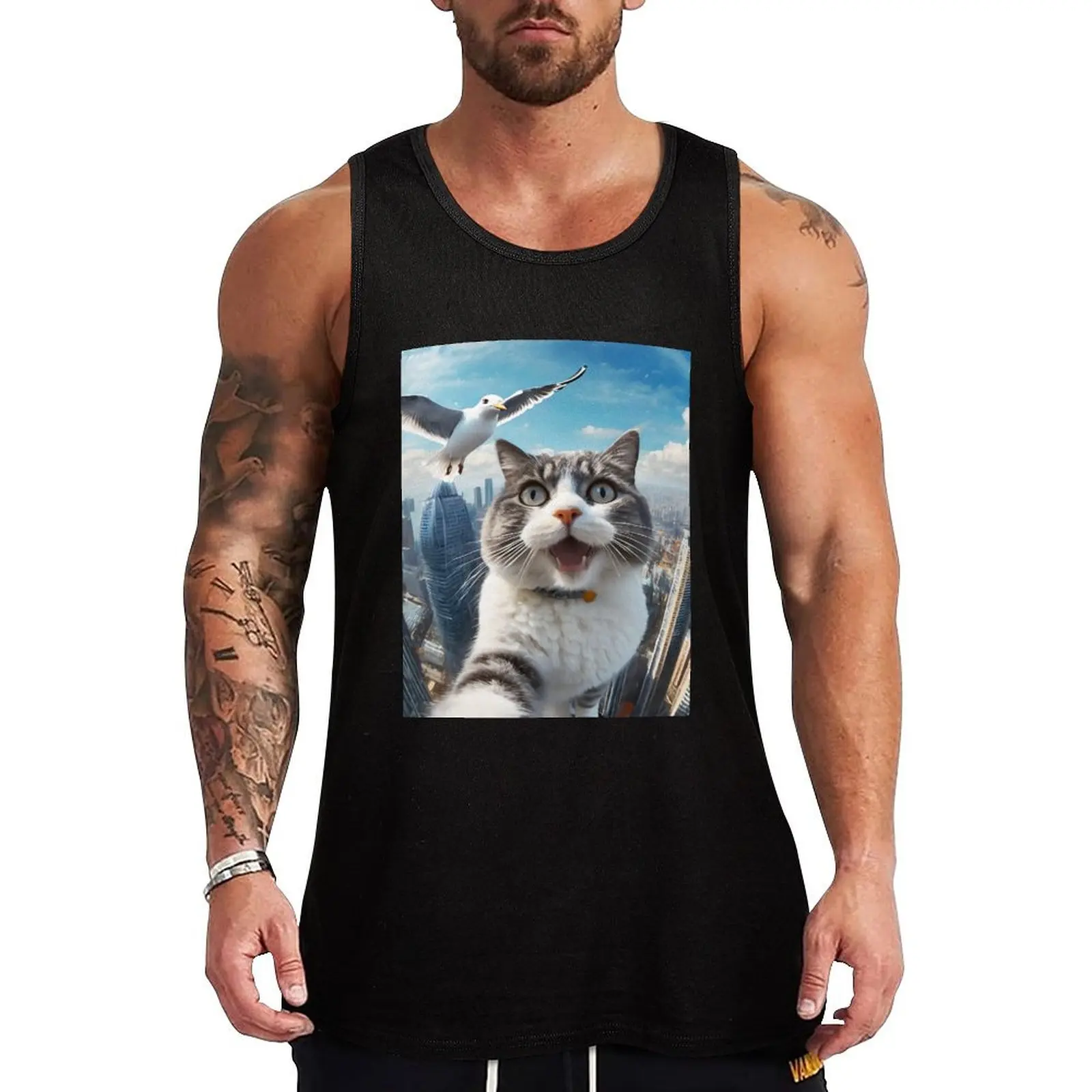 

Cute Cat Dreams Tank Top Sleeveless men Men's sleeveless anime clothes Bodybuilding clothing man