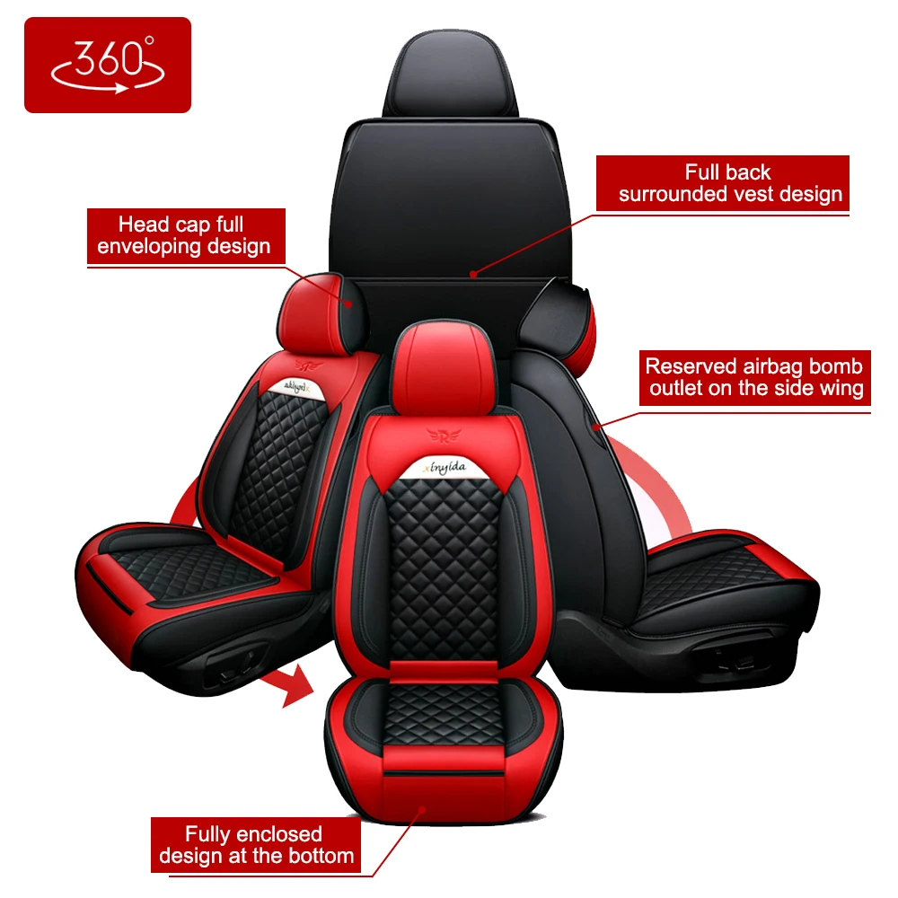 5 Sets Of Luxurious Universal Seat Covers In Coffee Colors, Including Standard Waterproof Headrests And Lumbar Pillows