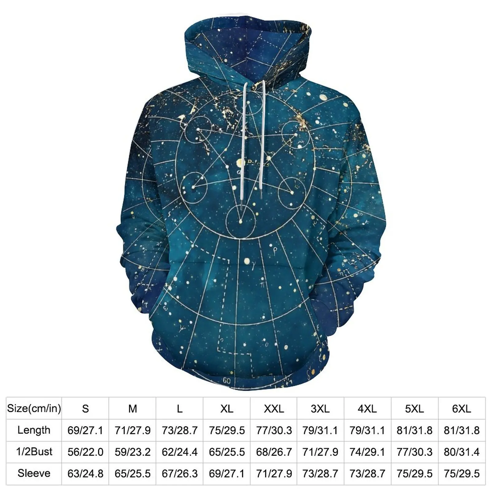 Astrology Hoodies Star Map City Lights Harajuku Casual Hoodie Long Sleeve Retro Printed Sweatshirts Birthday Gift