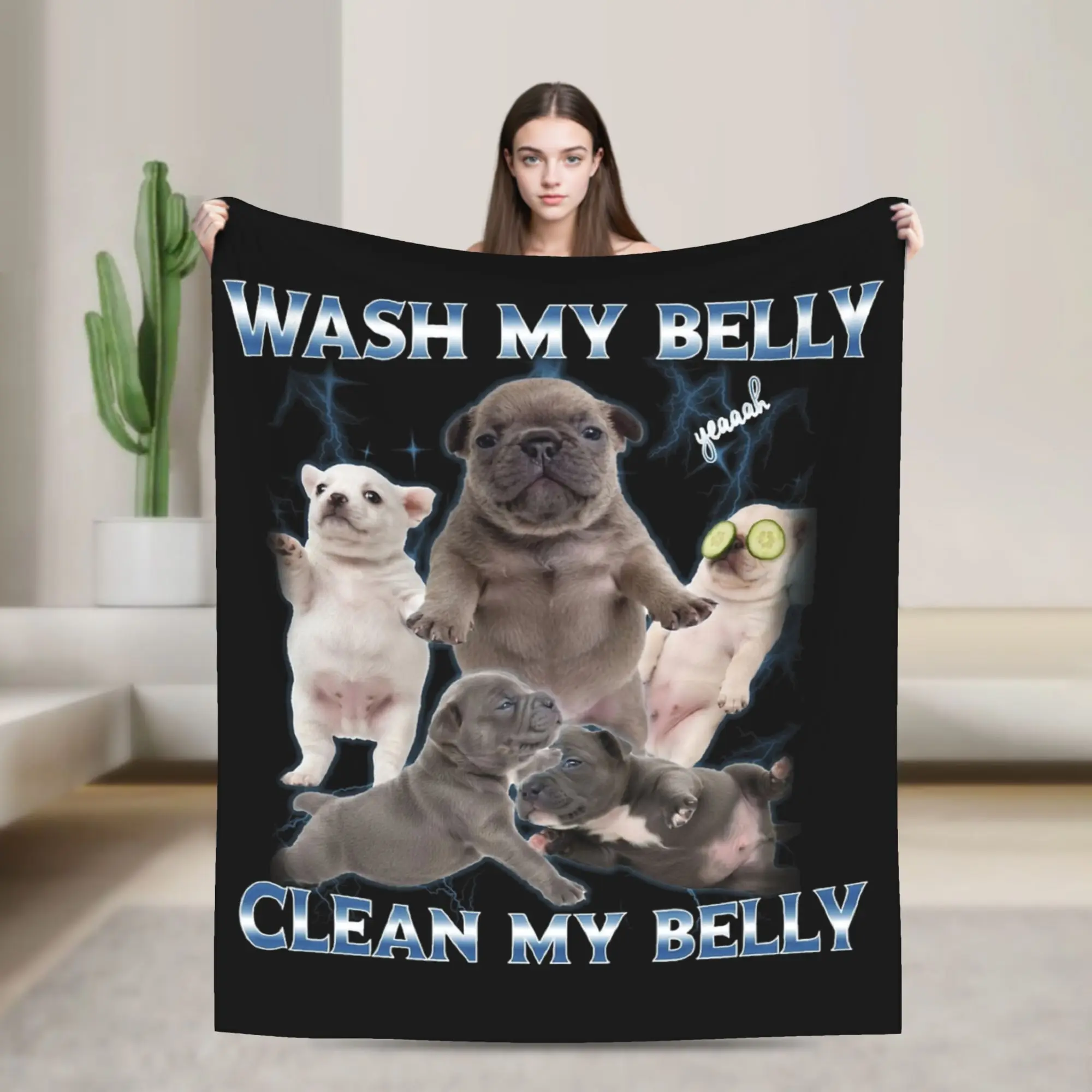 

Pibble Dog Wash Clean My Belly забавные мем-одеяла с флисовым принтом многофункциональное теплое одеяло для постельных принадлежностей дорожное одеяло