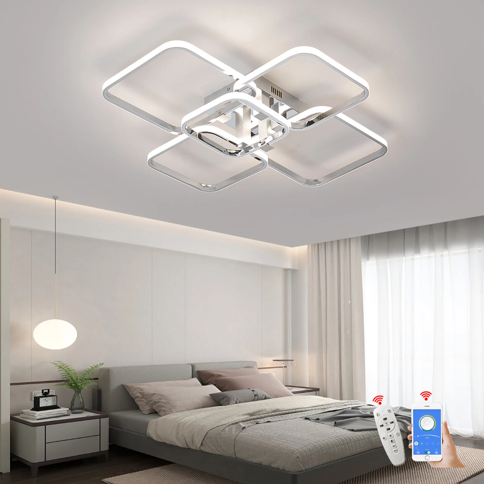 Modern Ceiling Chandelier Gold Chrome Living Room Chandelier Dimmable Bedroom Ceiling Light 3-6 Heads Ceiling Kitchen Lamp