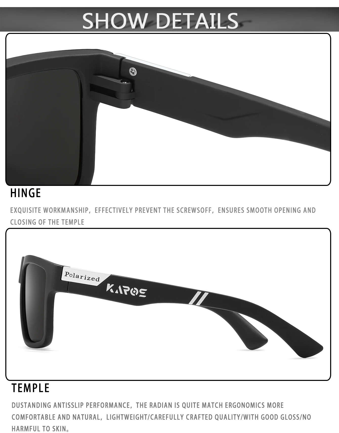 KAROS 2-teiliges polarisiertes Sportbrillen-Set für Damen und Herren, UV400-Schutzbrille zum Angeln, Radfahren, Fahren, Reisen und Wandern, YZ23 – Detail 11