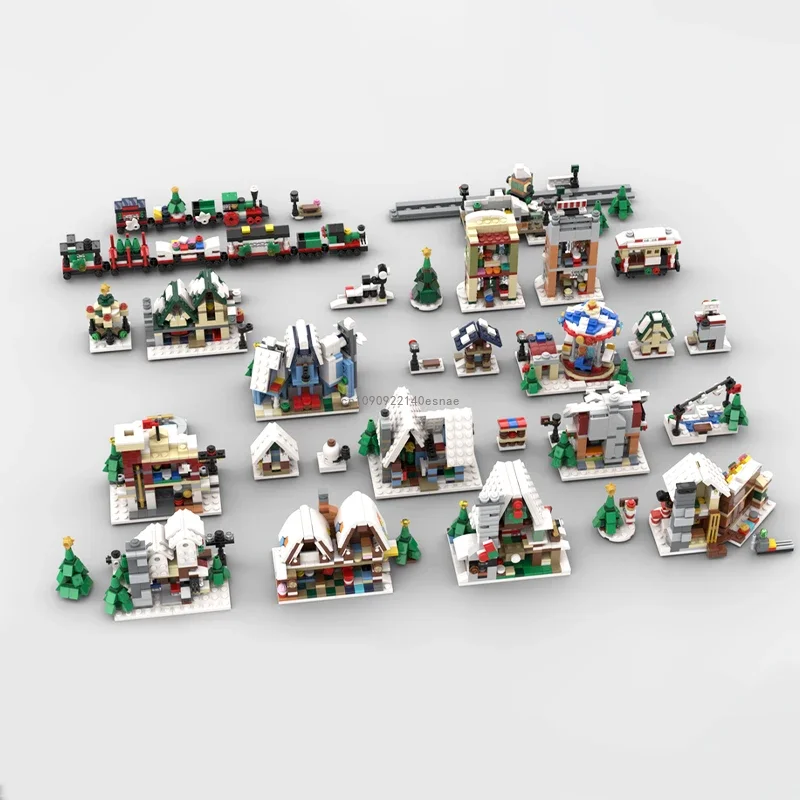 

4464 шт. уникальный подарок мини-коллекция зимней деревни-полный набор строительных блоков «Кабина снеговика» подарки для детей