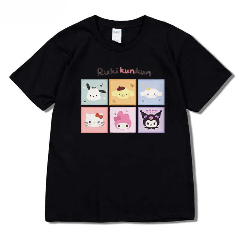 Kawaii T-shirts for Women Men Cartoon Sanrio Melody Kuromi Cinnamoroll Printed Short Sleeve Tee Shirts Tops Summer Clothing Gift