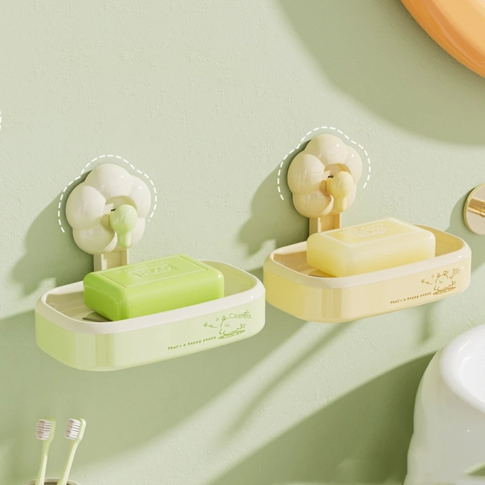 flower Shape sucker Suction Cup Soap Box Wall Mounted No Drilling Soap Dish Holder Waterproof Easy To Install Soap Storage Tray