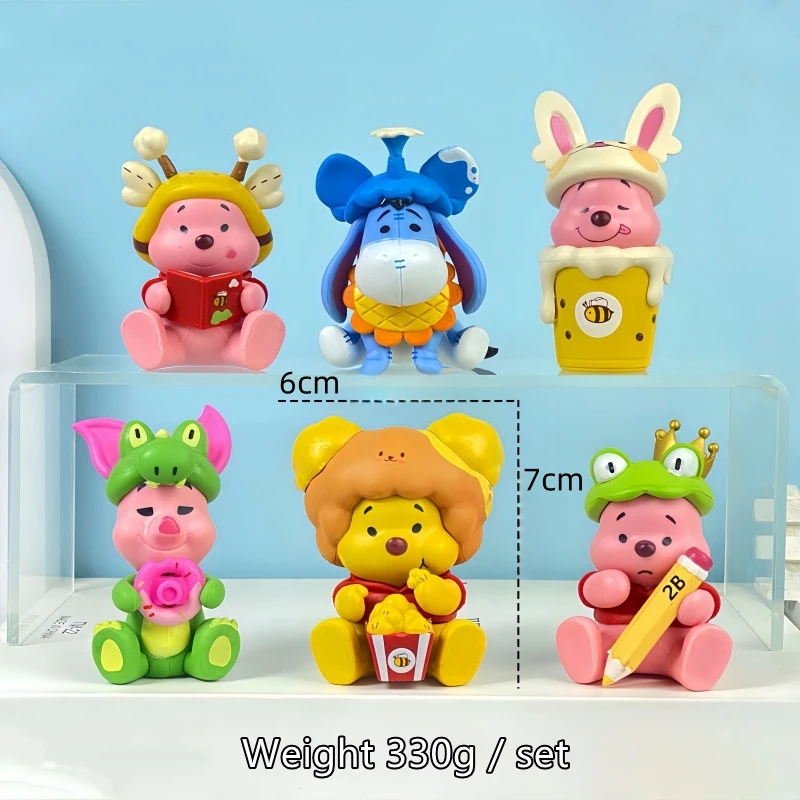 6 pezzi Disney Anime Figure Set Winnie The Pooh Bear Party Series Modello da collezione Figurine Decorazione bambola Tendenza Giocattoli Regalo per bambini