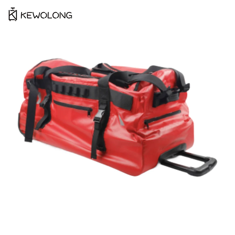 Borsone grande con rotelle impermeabile in PVC da 90 litri per viaggi, campeggio, borsa da traino per salvataggio all'aperto e di emergenza