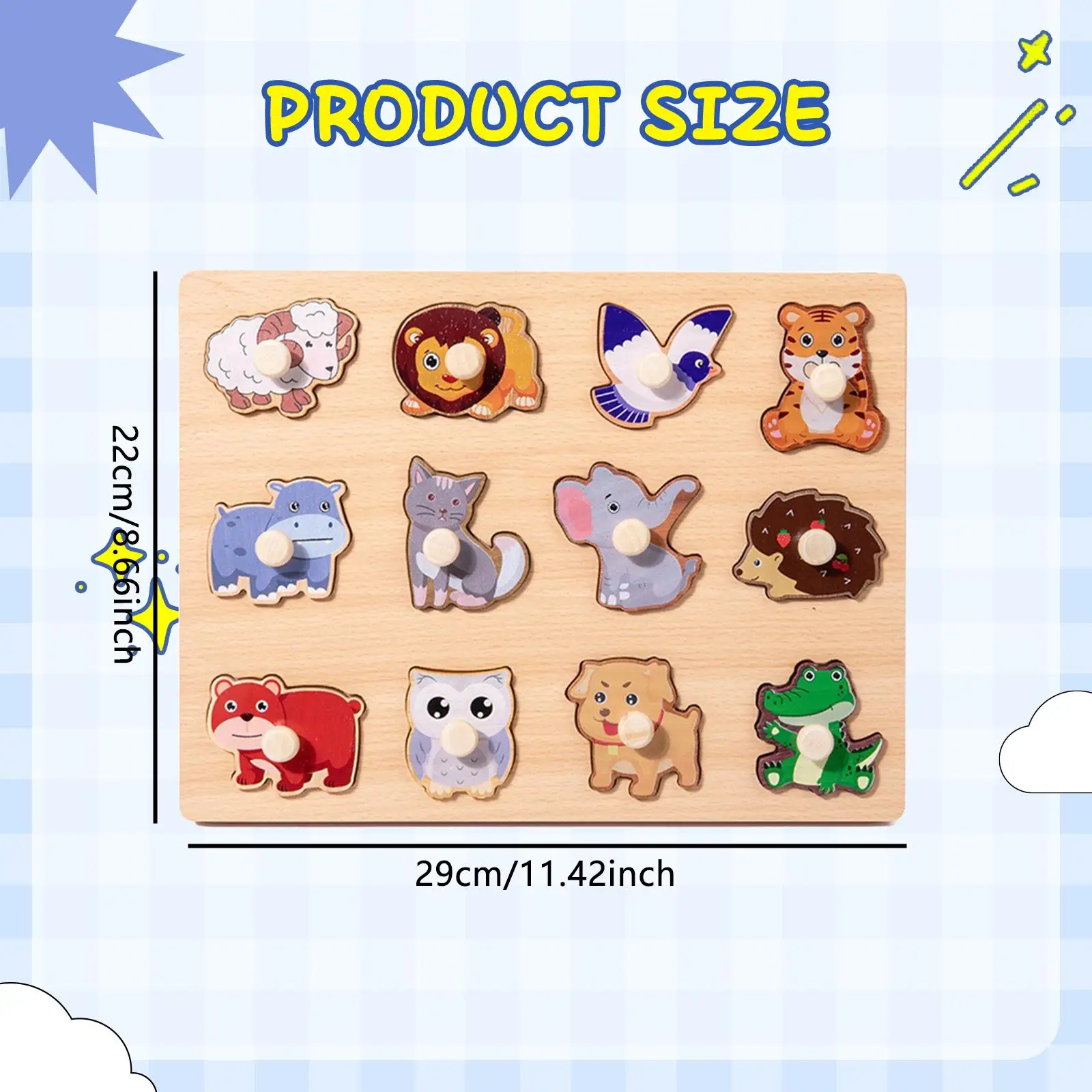 木製ペグパズル 形合わせボード インタラクティブ漫画 木製学習パズル 教育学習玩具 子供用 就学前