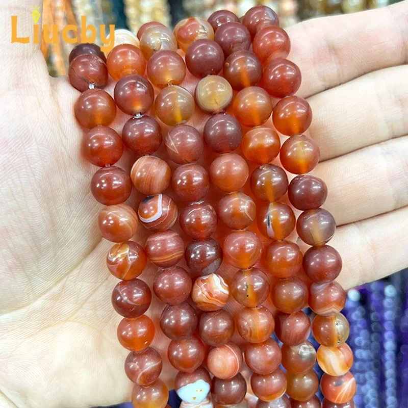 Naturstein, mattes Rot, gestreifte Achatperlen für die Schmuckherstellung, DIY, Damenohrringe, Accessoires, Bastelarbeiten, 15 Zoll, 4/6/8/10/12/14 mm. – Detail 4