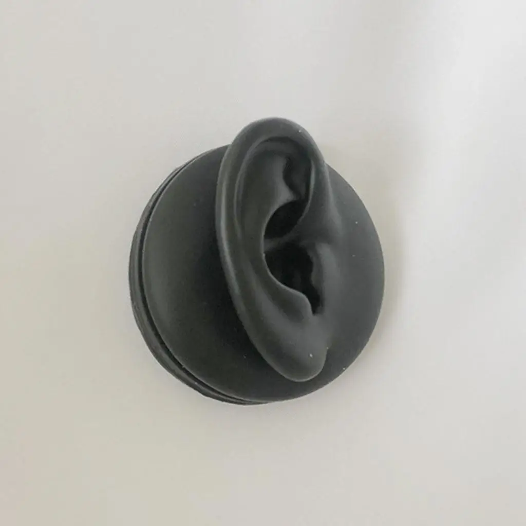 3xSimulation نموذج الأذن سيليكون أسود لعرض المجوهرات Asmr النوم مساعدة الأذن اليمنى الأسود