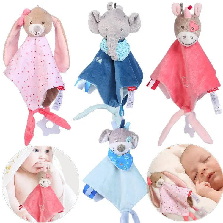 Giocattoli per bambini 0 12 mesi Morbido placare Asciugamano Animali di peluche Giocattolo consolatore per bambini Coniglietto Giocattoli di peluche per bambini Giocattoli per dormire per neonati