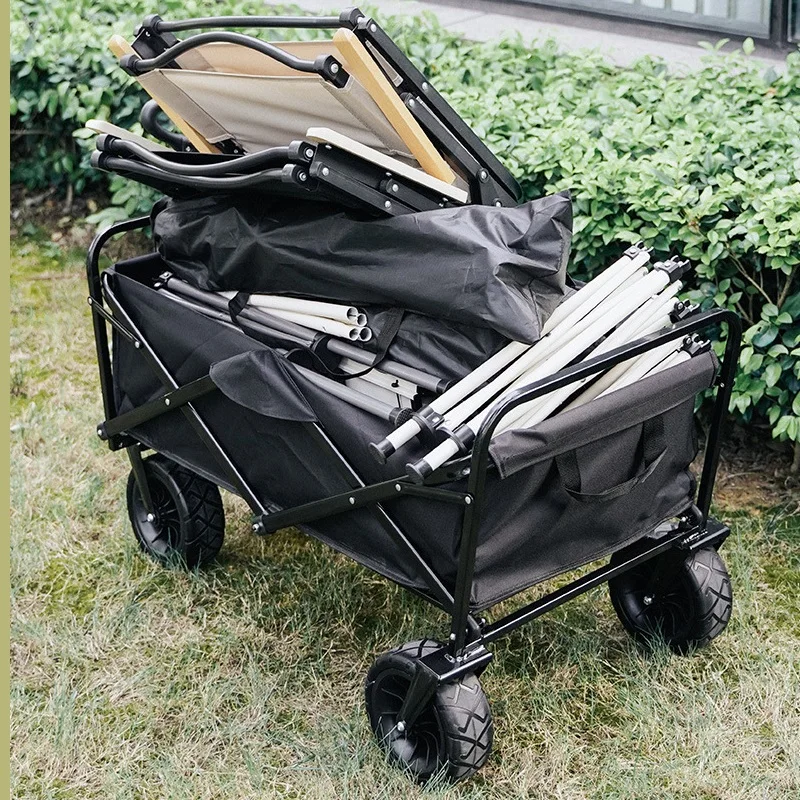 

Outdoor Foldable Camping Cart Picnic Trolley Camping Hand Pulled Trailer