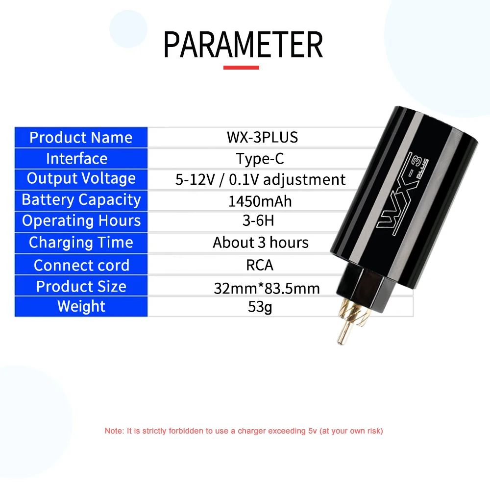 Nieuwe Wireless Tattoo Voeding Led Digitale Scherm Draagbare Batterij Grip Motor 1500Mah Rca Jack Voor Tattoo Machines Accessoires