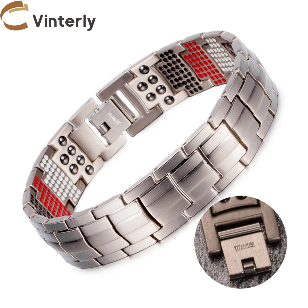 

Titanium Magnetic Bracelet Mens 15mm Chain Link Wrist Band Magnetic Titanium Bracelet Germanium Anti allergy Energy Bracelets