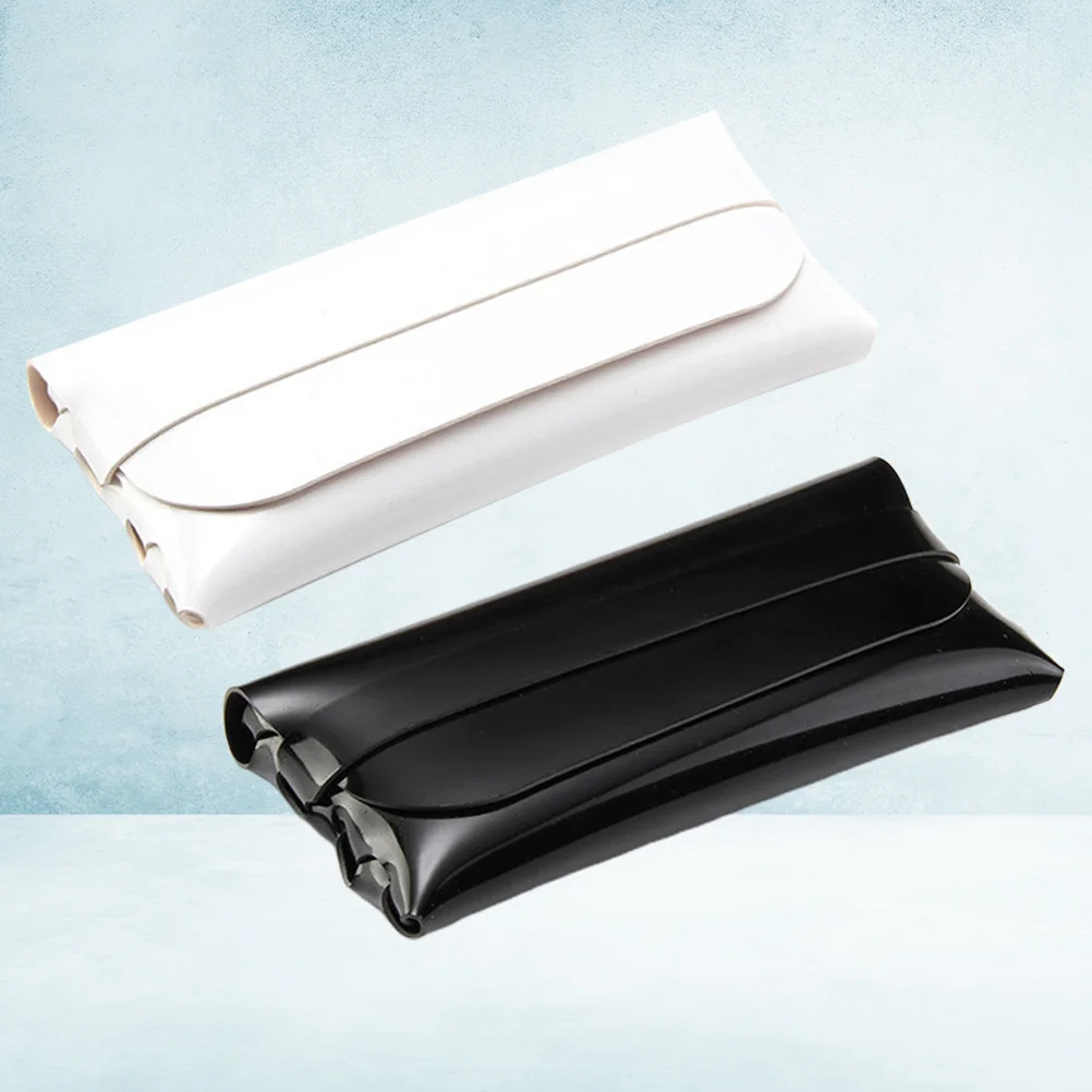 2 قطعة حافظة نظارات شمسية محمولة رفيعة صندوق تخزين النظارات أسود أبيض حامل حماية متين حافظة نظارات #2