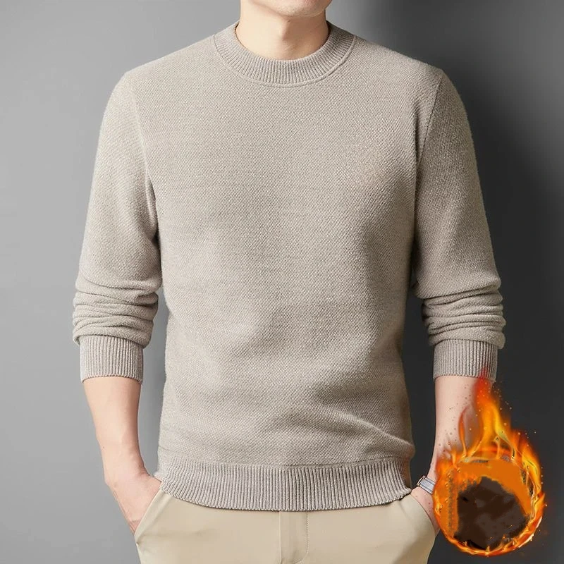 

Свитер мужской с воротником-черепахой и длинными рукавами, вязаный низ плюс бархатный утолщенный студенческий модный зимний свитер для мужчин