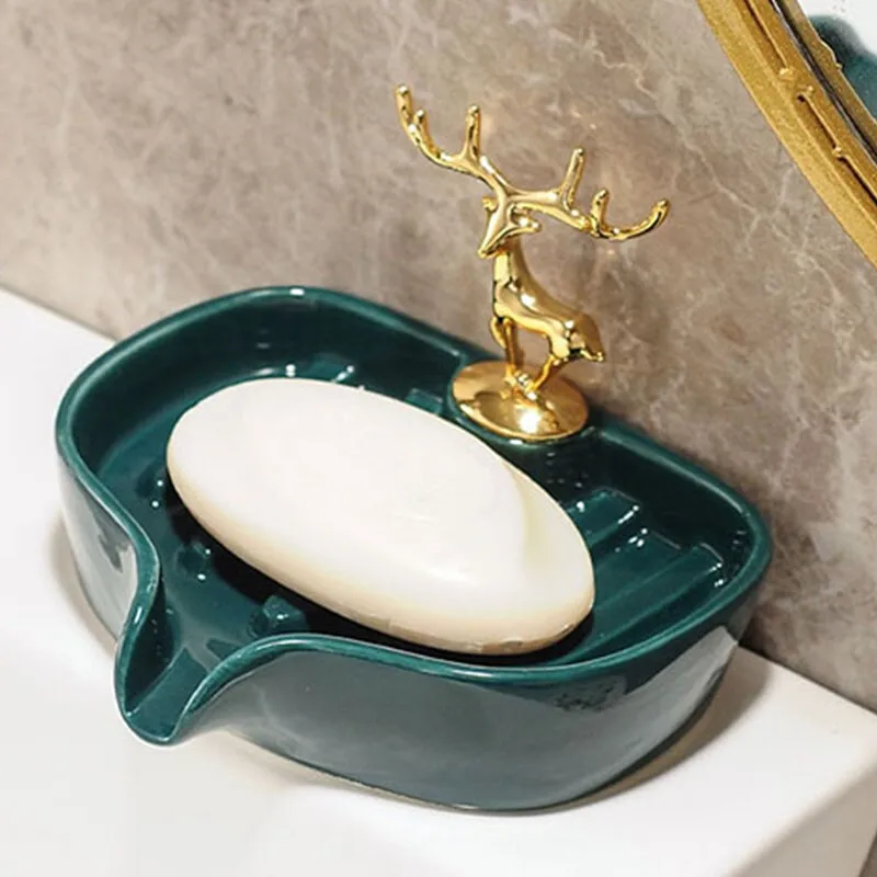 Ceramic soap dish, drained soap rack, household toilet soap tray - simple and good-looking soap dish