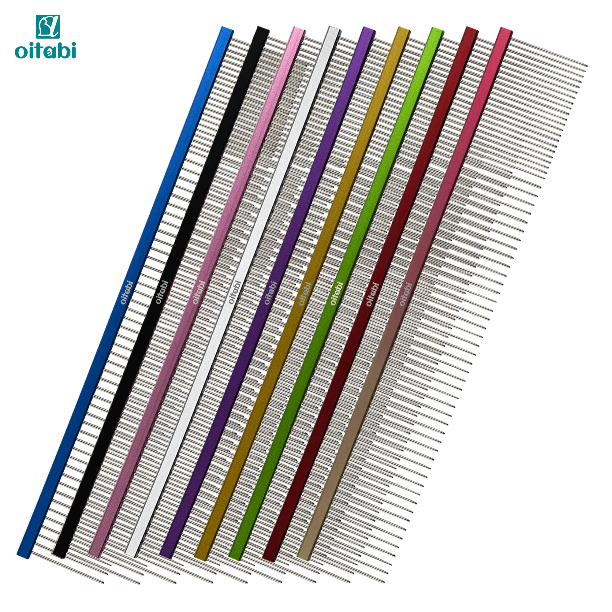 مشط احترافي طويل جدًا من OITABI للعناية بالحيوانات الأليفة، مشط متناثر وكثيف للصف لمشط الكلاب والقطط يزيل شعر عقدة الحصير والتشابك