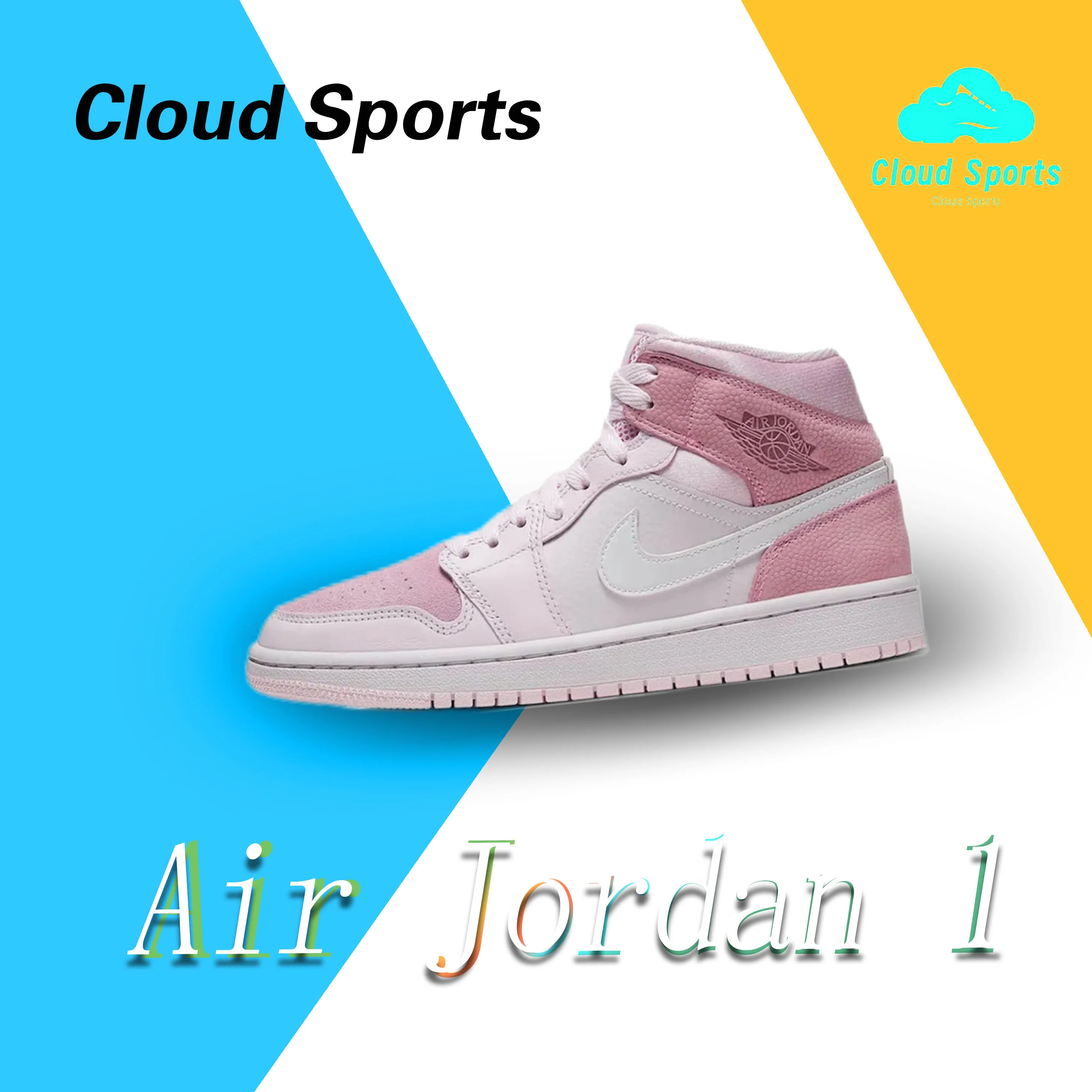 Nike Air Jordan 1 Men's and women's models comfortable hundred with the trend of mid-top board shoes pink