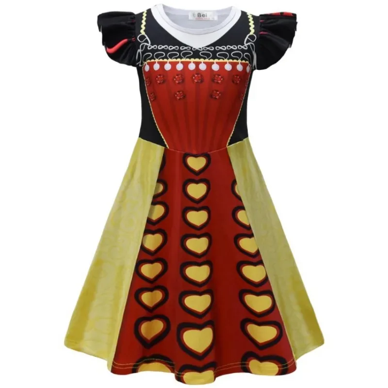 

Wonderland Red Queen Print Summer Dress Cartoon Dress for Girls
