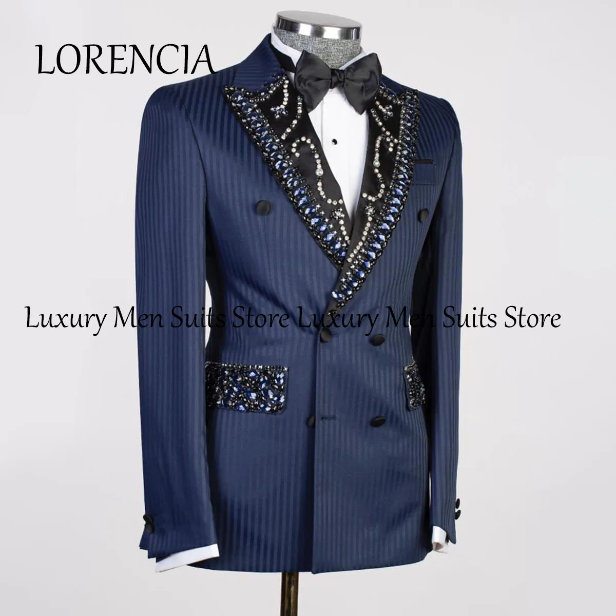 Sparkly Men Suits 2 Pieces Sets Diamond Wedding Groom Tuxedos Beaded Crystals Slim Fit Formal Costume Homme Male Prom Blazers