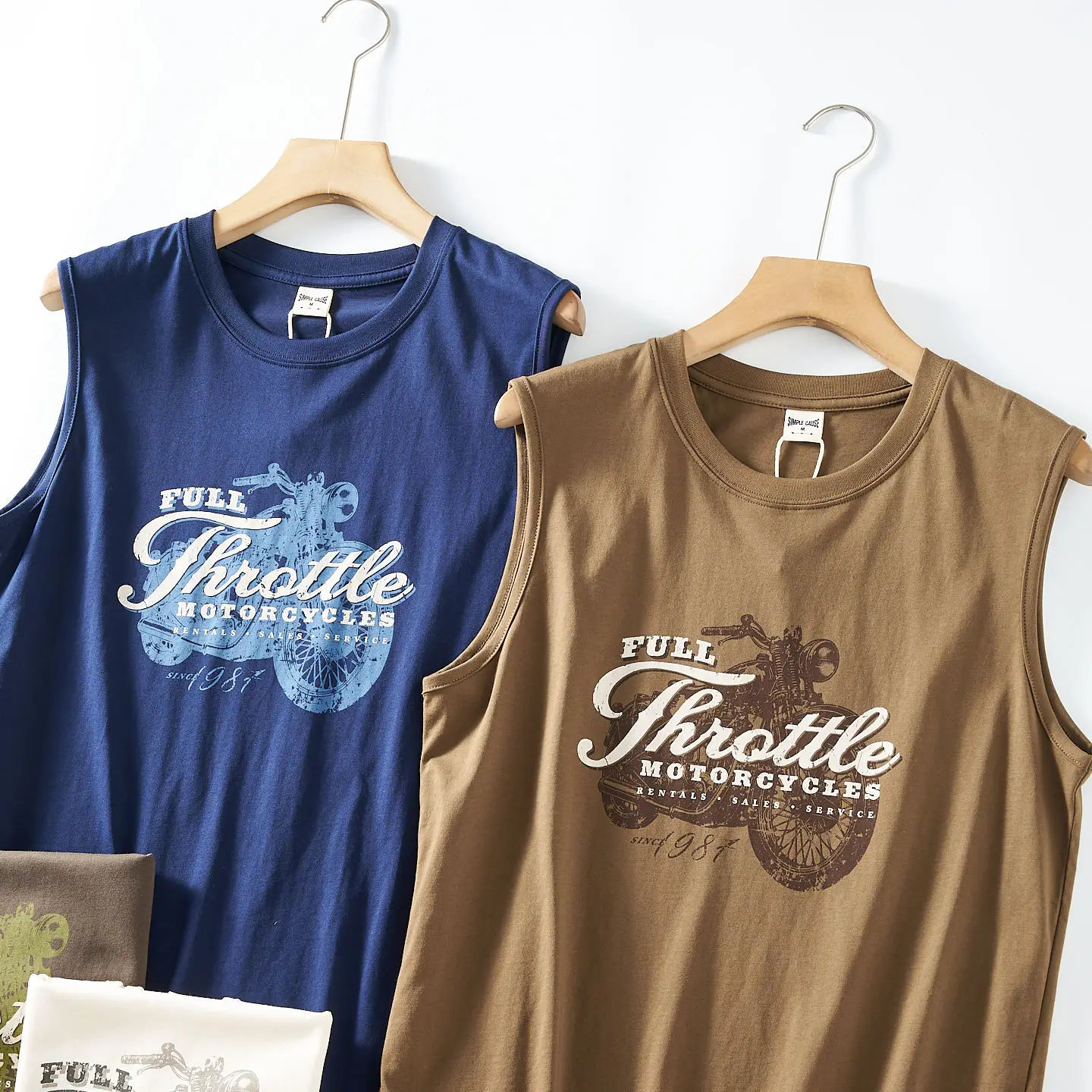 Summer New American Retro Sleeveless O-neck Letter Motorcycle Printed T-shirt Men's Casual Sports Fitness Basketball Vest Tops