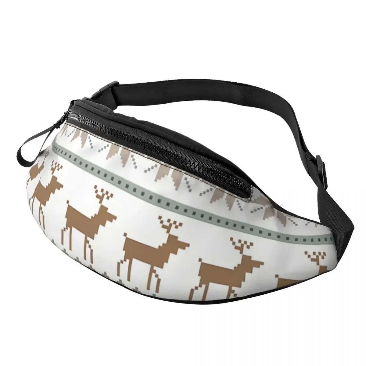 Merry Christmas Printed Waist Bags FAIR ISLE Fashion Belt Bags Unisex Sport Fanny Pack Design Banana Packs