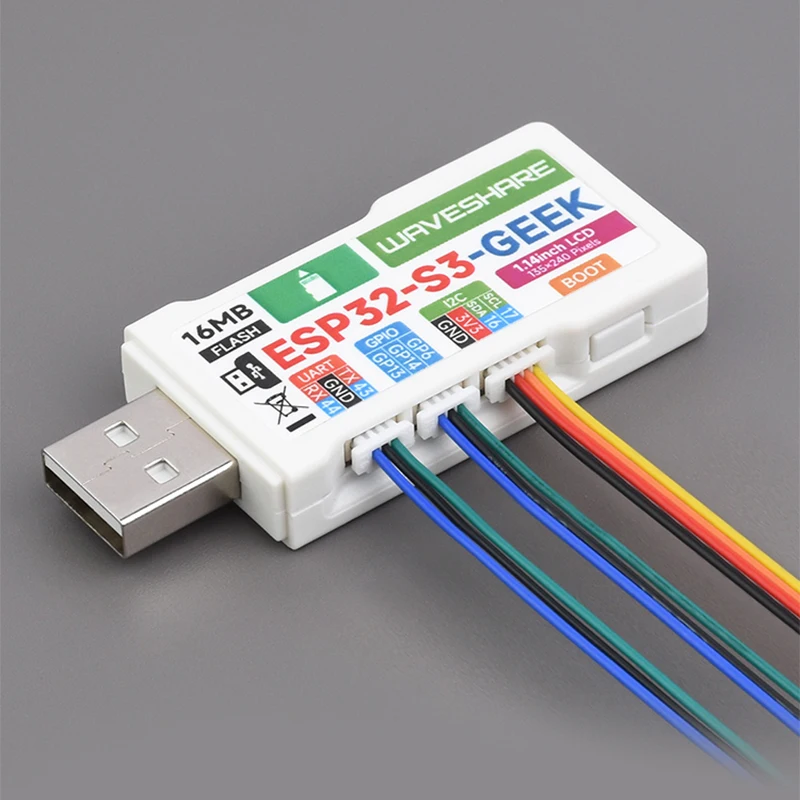 ESP32-S3 GEEK Development Board 1.14 Inch 65K Color LCD USB-A Port 16MB Flash 2MB PSRAM Supports WiFi & Bluetooth-Compatible BLE