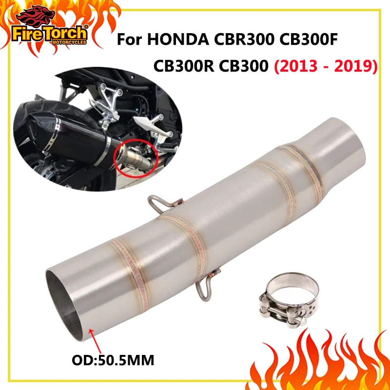 Slip-On-Auspuff für HONDA CBR300 CB300F CB300R CB300 2013–2019, Motorrad-Auspuff, mittleres Verbindungsrohr, Verbindung mit 51-mm-Schalldämpfer