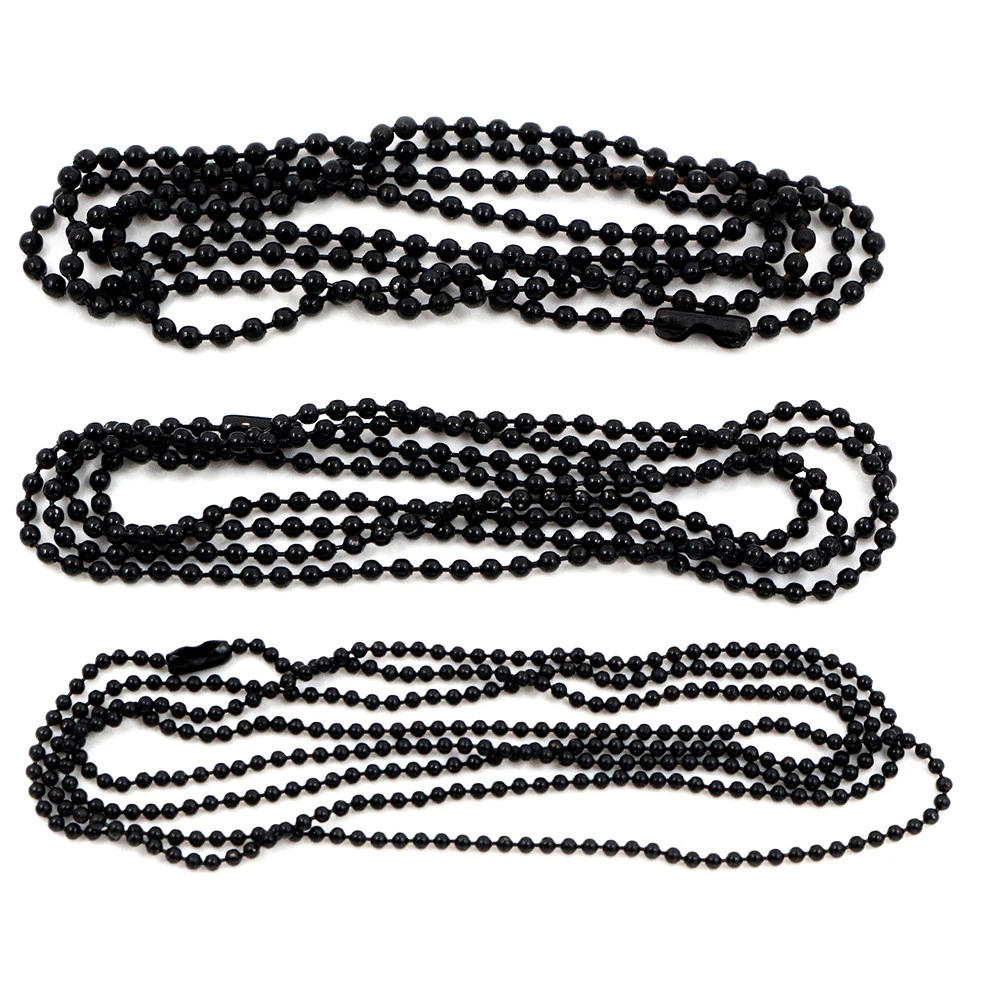 5pcs/lot 3 Size 1.5mm and 2.0mm and 2.4mm Black Plated  Ball Beads Chain Necklace Bead Connector 65cm(25.5 inch)