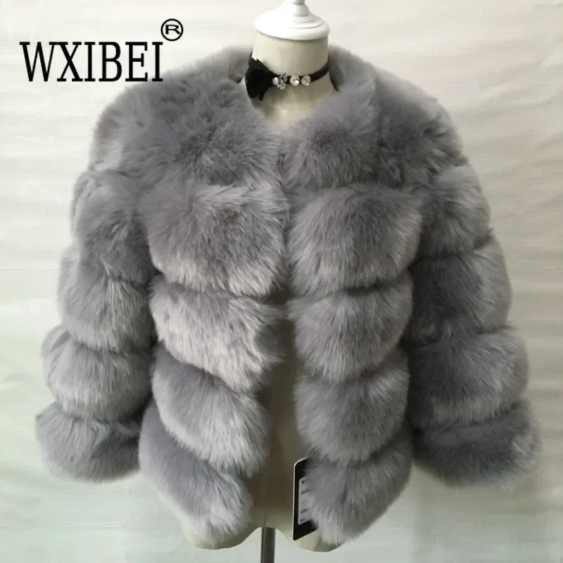 Hot Selling Faux Fur Jacket for Women Cropped Long Sleeve Artificial Fox Fur Jacket European American Style Leather Coat 2024