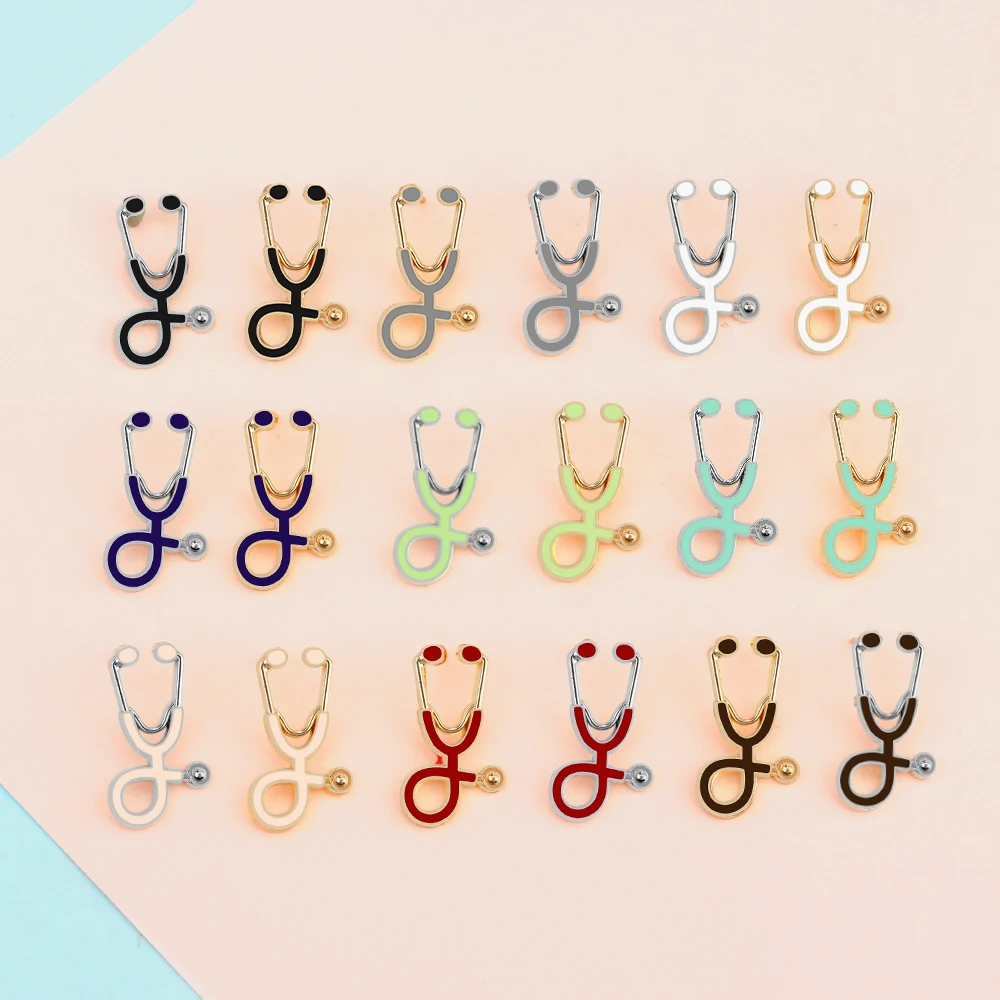 Colorful Mini Stethoscope Brooch Creative Bag Lapel Pin Enamel Badge for Doctors Nurses Medical Student Graduation Gifts Jewelry
