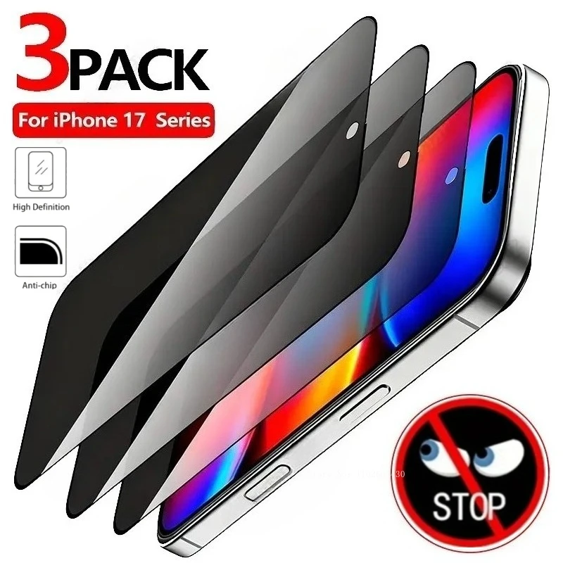 

3Pcs Anti Spy Full Screen Protector for IPhone 17 16 15 14 13 Pro Max 16e 12 11 Pro 14 15 Plus Glass for IPhone Air 15 14 13 12